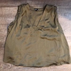 Green silk sleeveless top